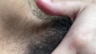 Sahabby squirts across the bed after rough fingering