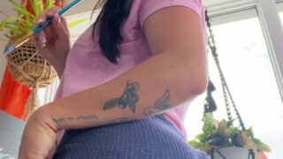 JoannieFit teasing with bare feet and nipple pinching