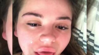 Throatfuck and cumshot on tits – Angelrat96 takes everything
