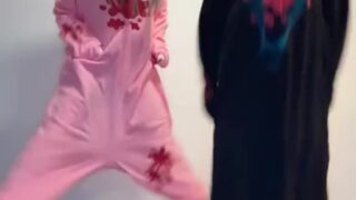 Footjob under desk – Noemiexlili strokes slowly while smiling