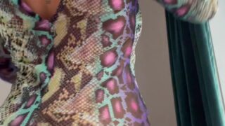 JoannieFit climbs on top, strokes his cock with her pussy lips, and slowly rides until she cums