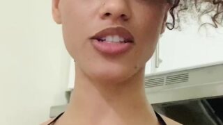 Public risky nipple play with StormiMaya on a park bench